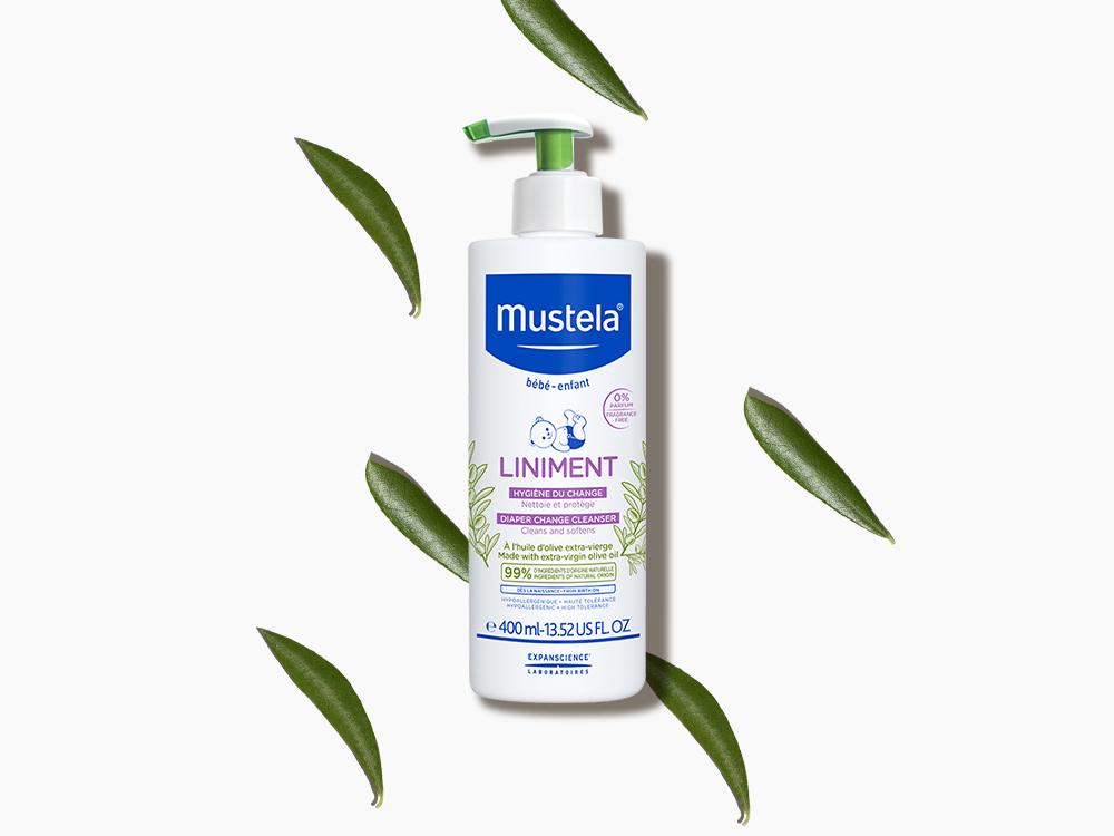 Mustela Baby Liniment, Natural No-Rinse Baby Cleanser for Diaper Change  with Olive Oil, 13.52 fl oz 